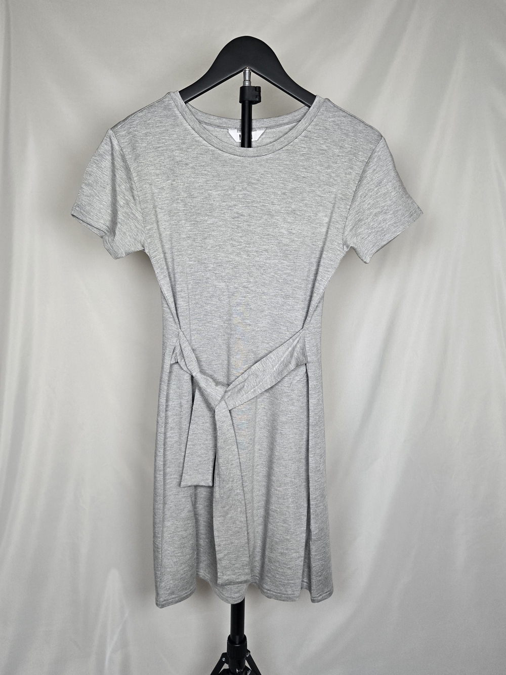 Classic Grey Tie-Waist T-Shirt Dress - Women